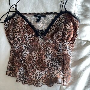 Forever 21 Animal Print Chemise with Black Lace
